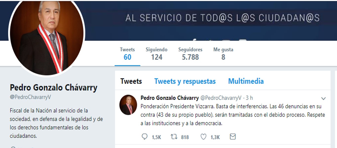 ¿Amenaza sutil? | Twit de Fiscal de la Nación Pedro Chávarry
