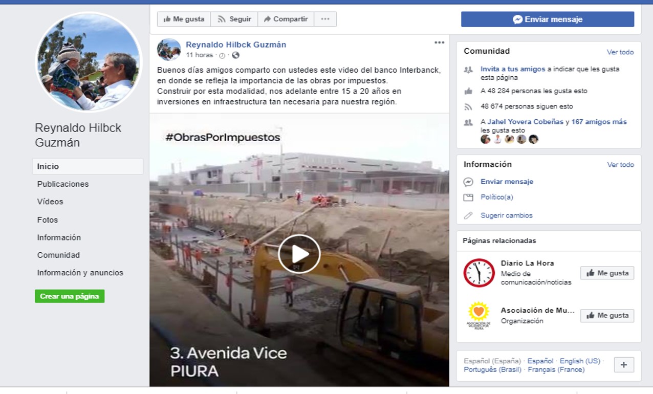 Video de obras por impuestos realizadas en Piura