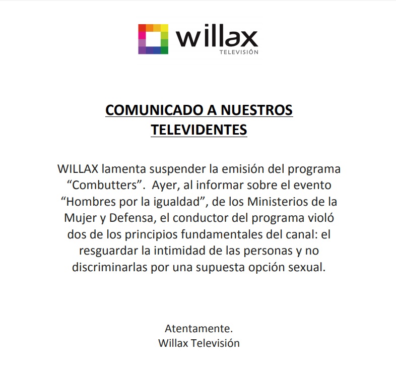Comunicado Willax