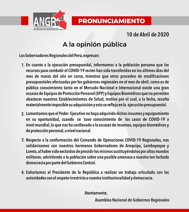 Pronunciamiento ANGR