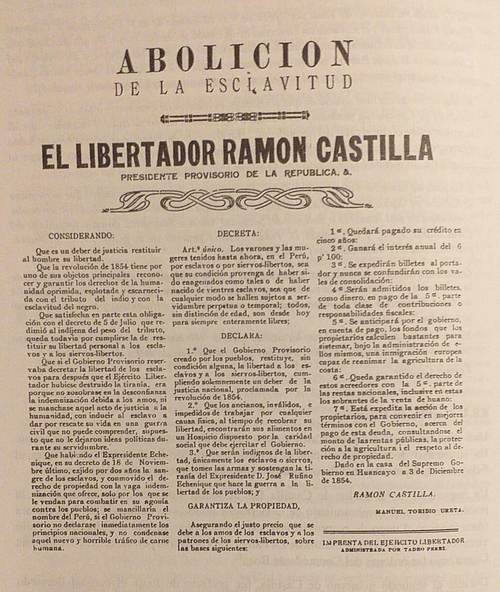Decreto de abolición de la esclavitud.