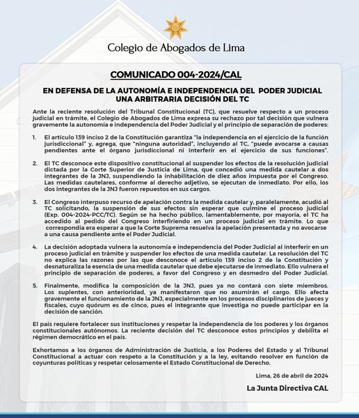 Pronunciamiento Cal Lima