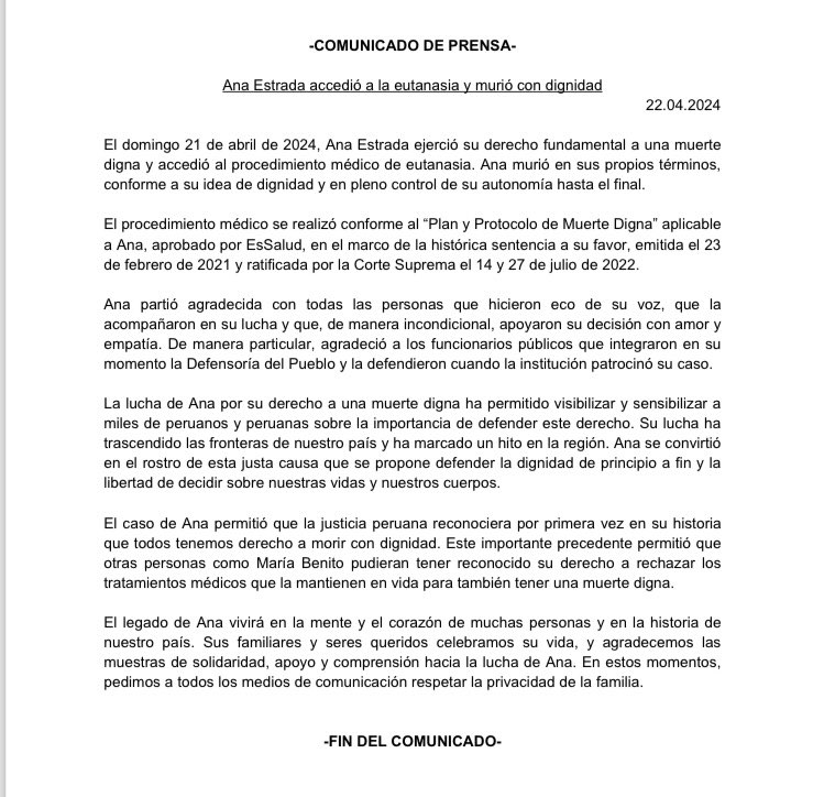comunicado Ana Estrada