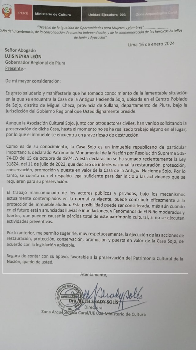 Carta Ruth Shady