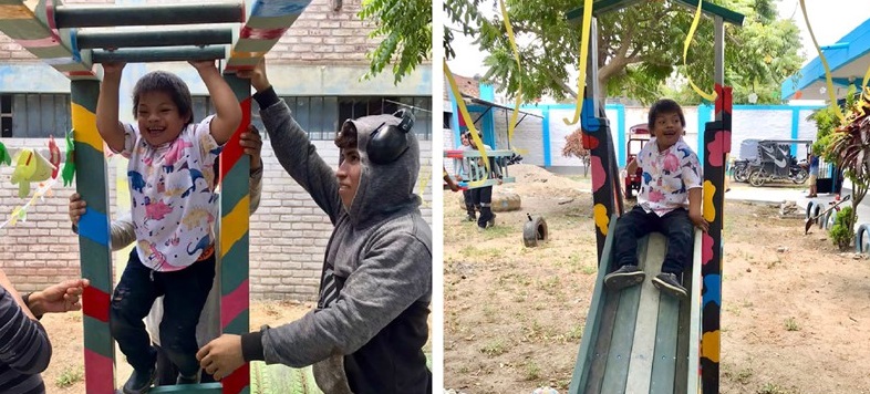 En parques infantiles, el uso de la madera plástica es muy versátil
