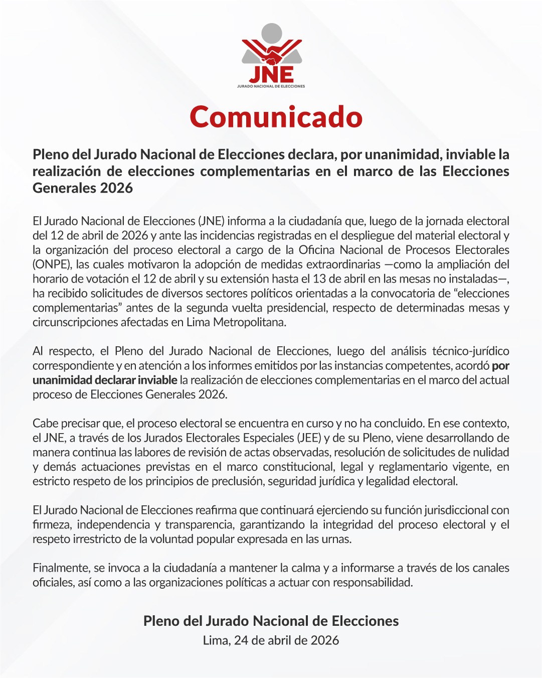 comunicado inviable