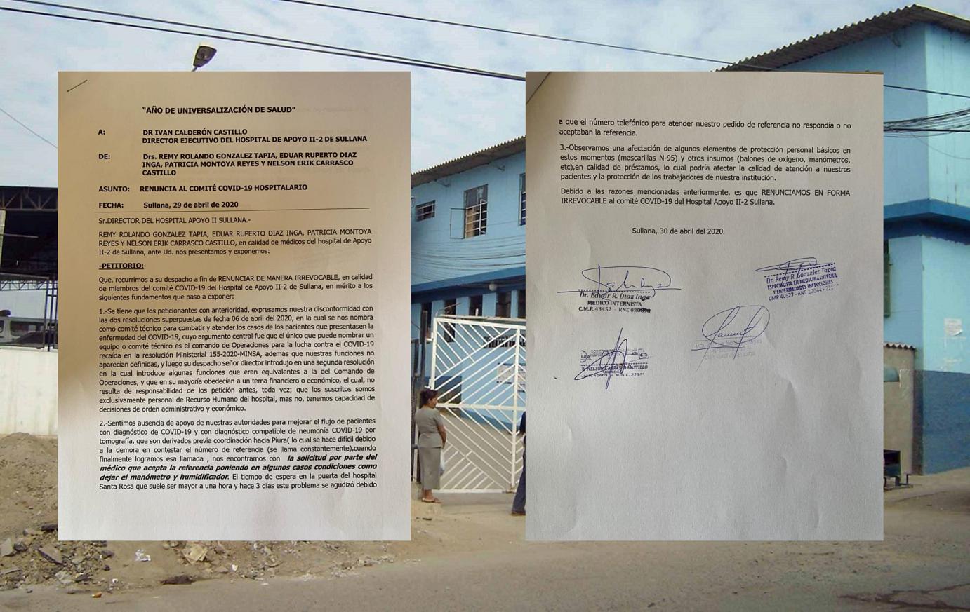 Comando Covid-19 de Hospital de Sullana presenta renuncia por desatención de autoridades